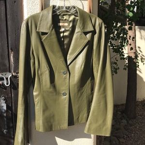 Olive green leather lined blazer